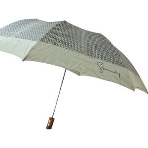 Vintage Givenchy Umbrella Wood Handle G Logo Print Designer Taiwan ROC Holder